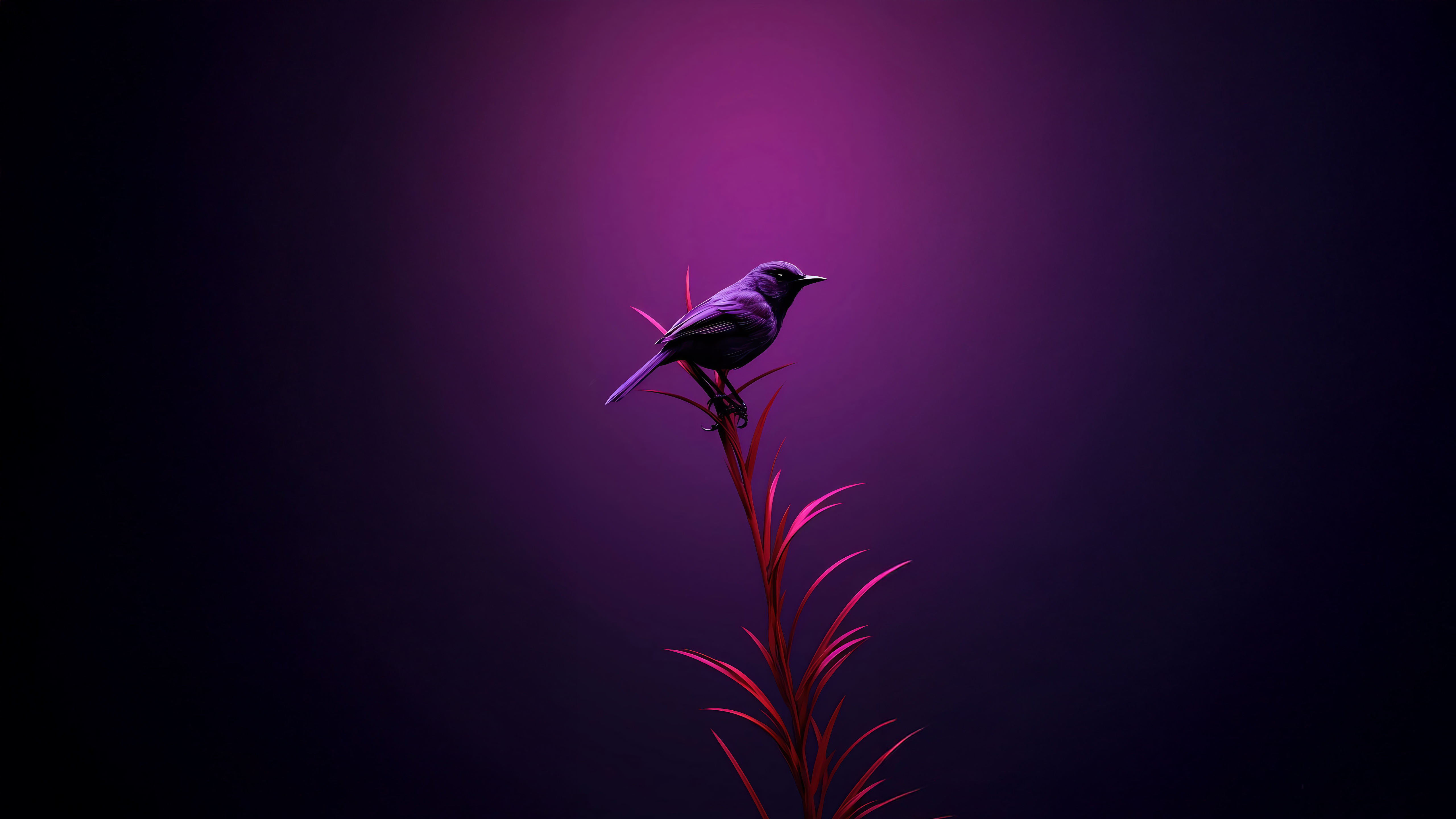 Minimalist Purple Bird Twilight Perch