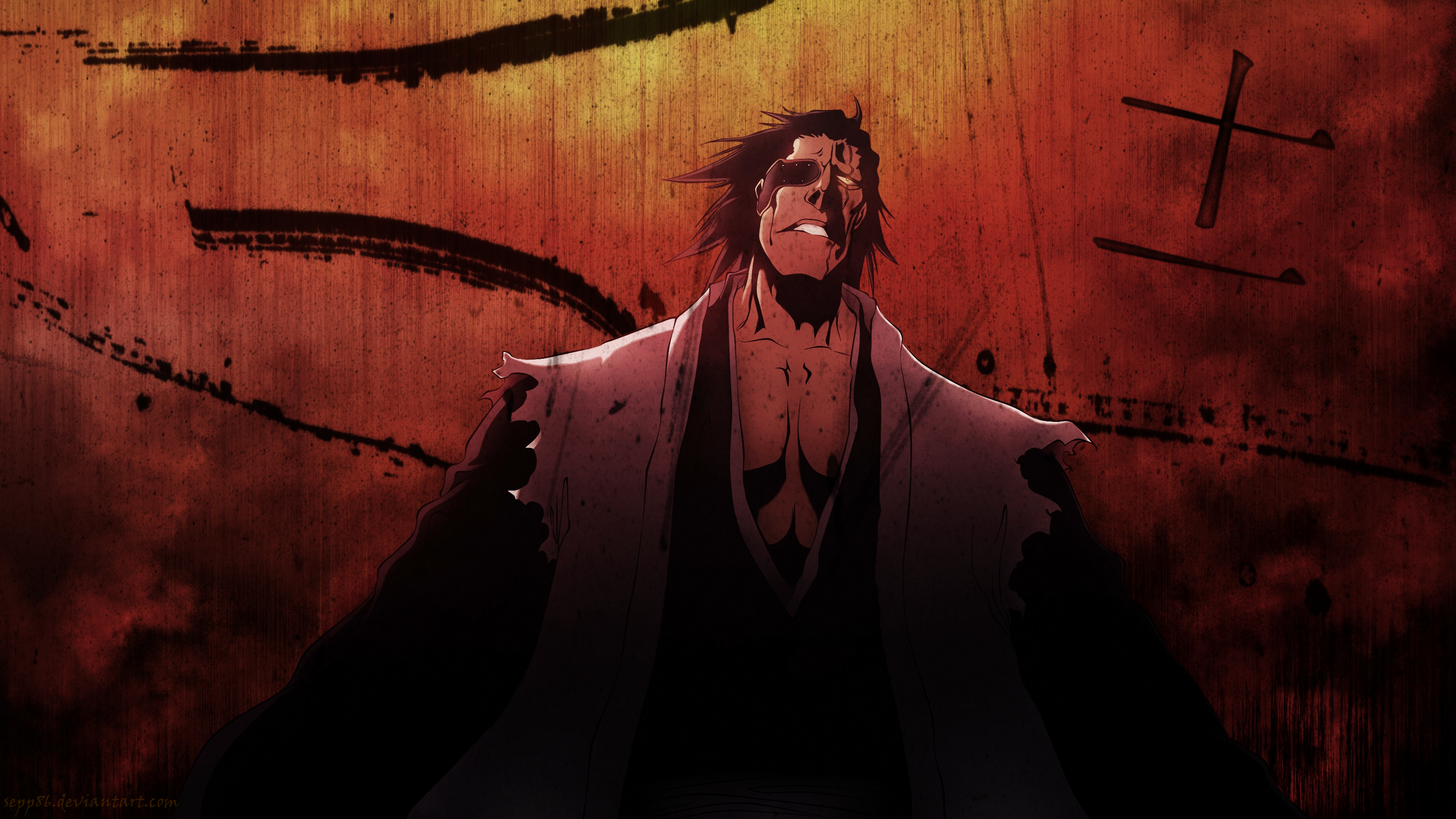 Kenpachi Zaraki Battle Damaged Bloodthirsty Stance