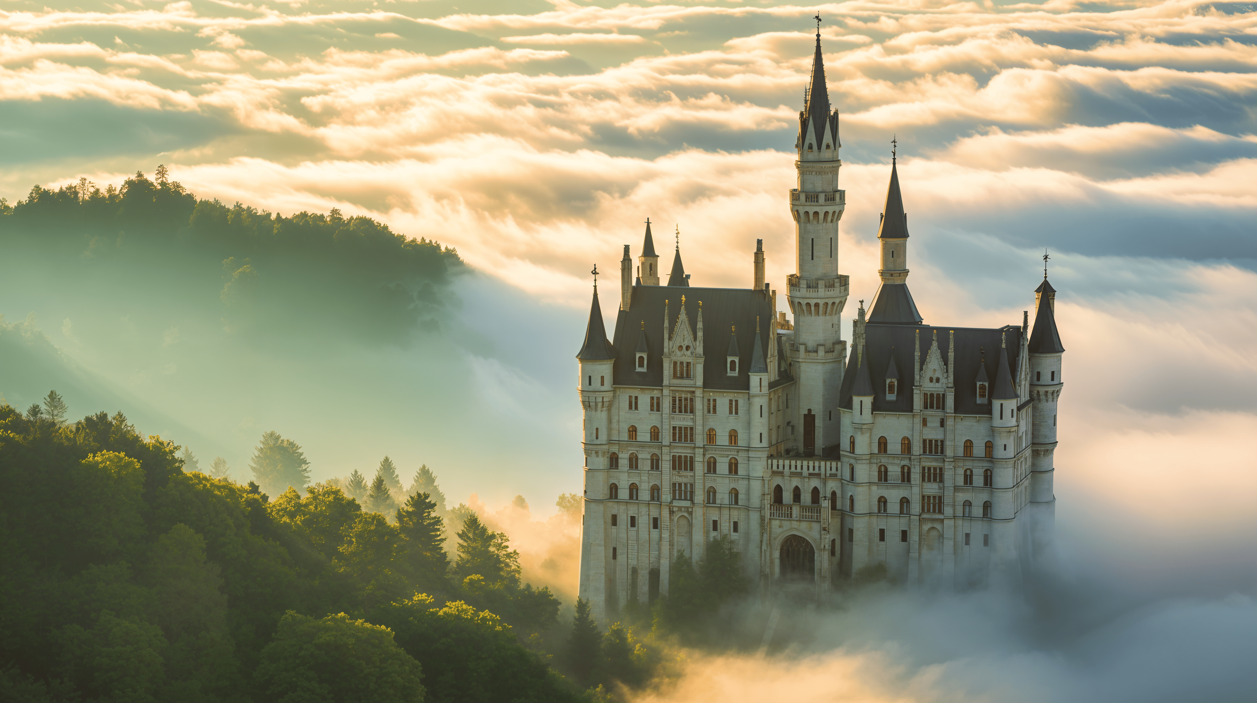 Sanctuary Above the Clouds. The Floating Spire at Golden Hour
