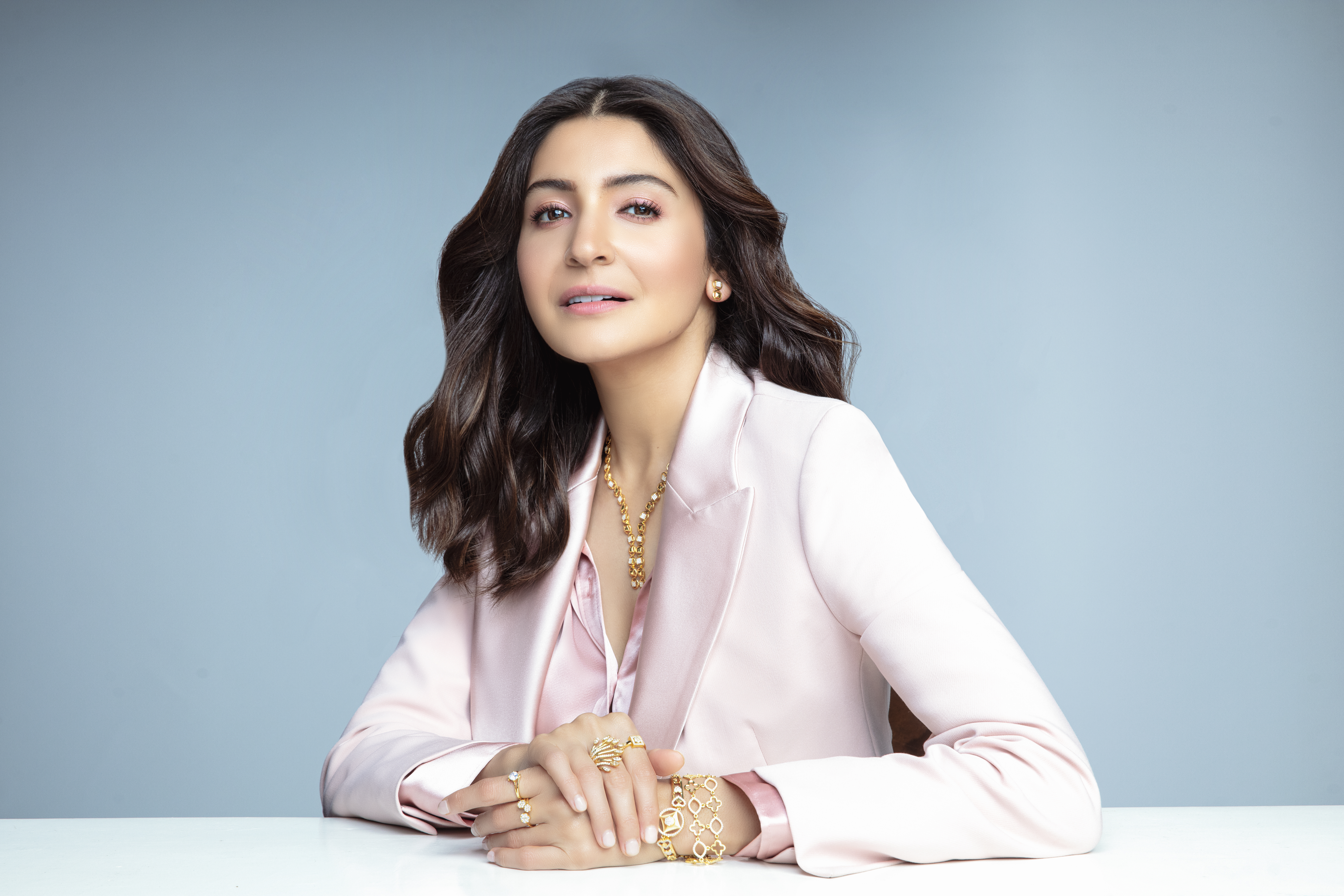 Anushka Sharma Elegant Pastel Pink Blazer