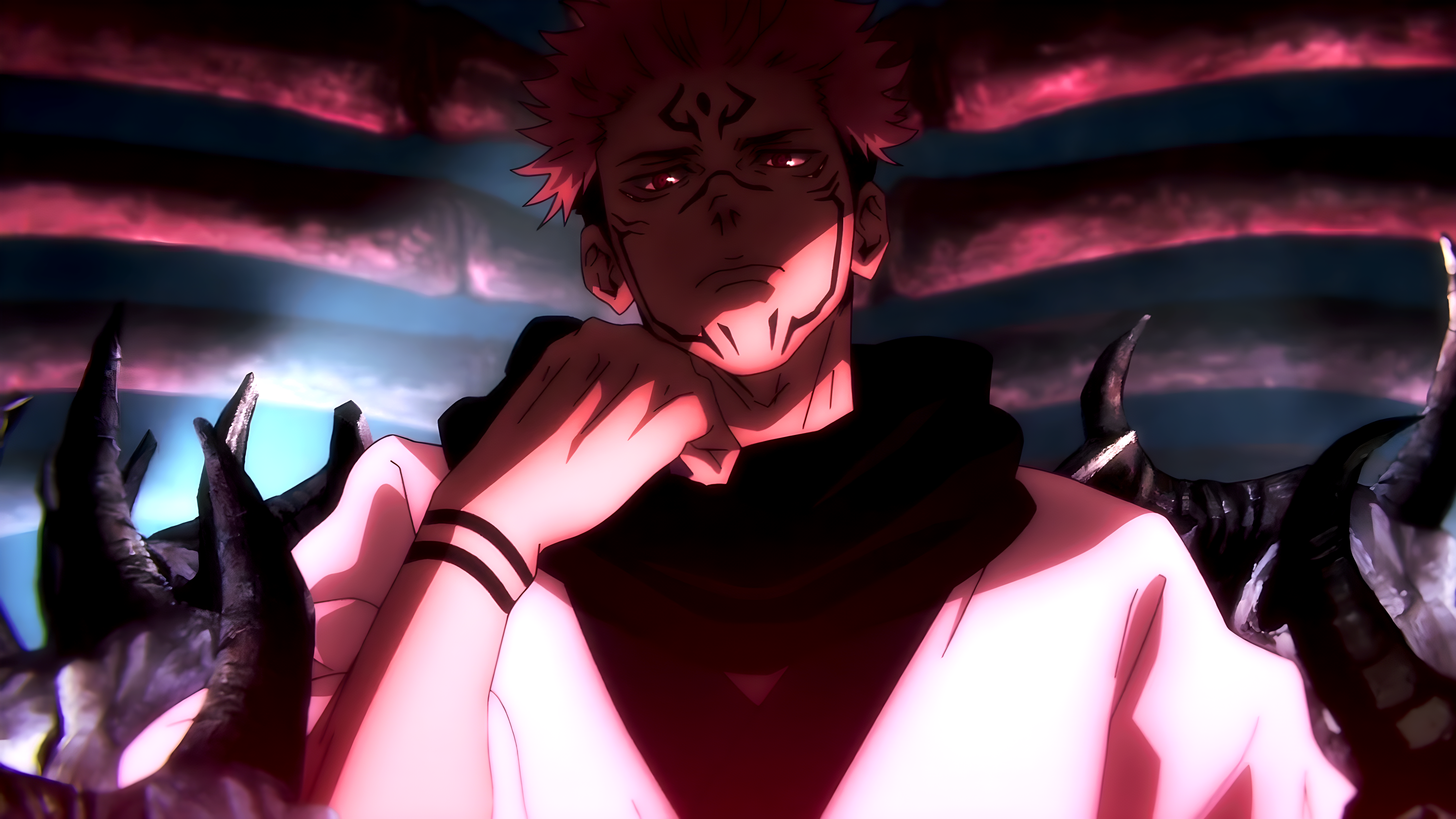 Ryomen Sukuna Sitting On Throne Of Bones