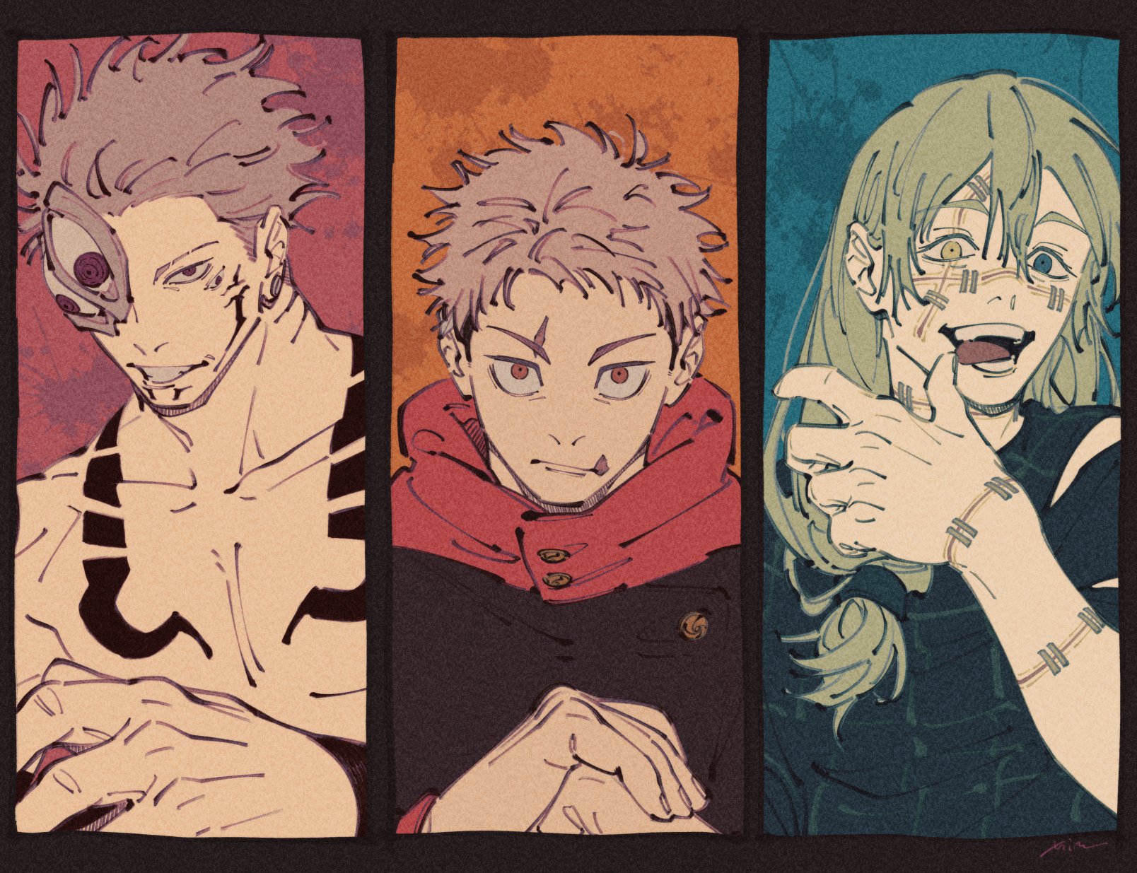 Sukuna Yuji Mahito Shibuya Triptych