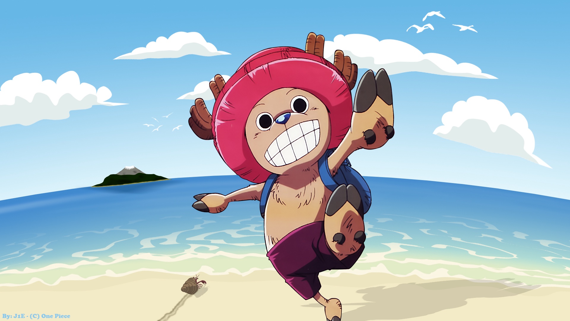 Happy Chopper Running on the Beach