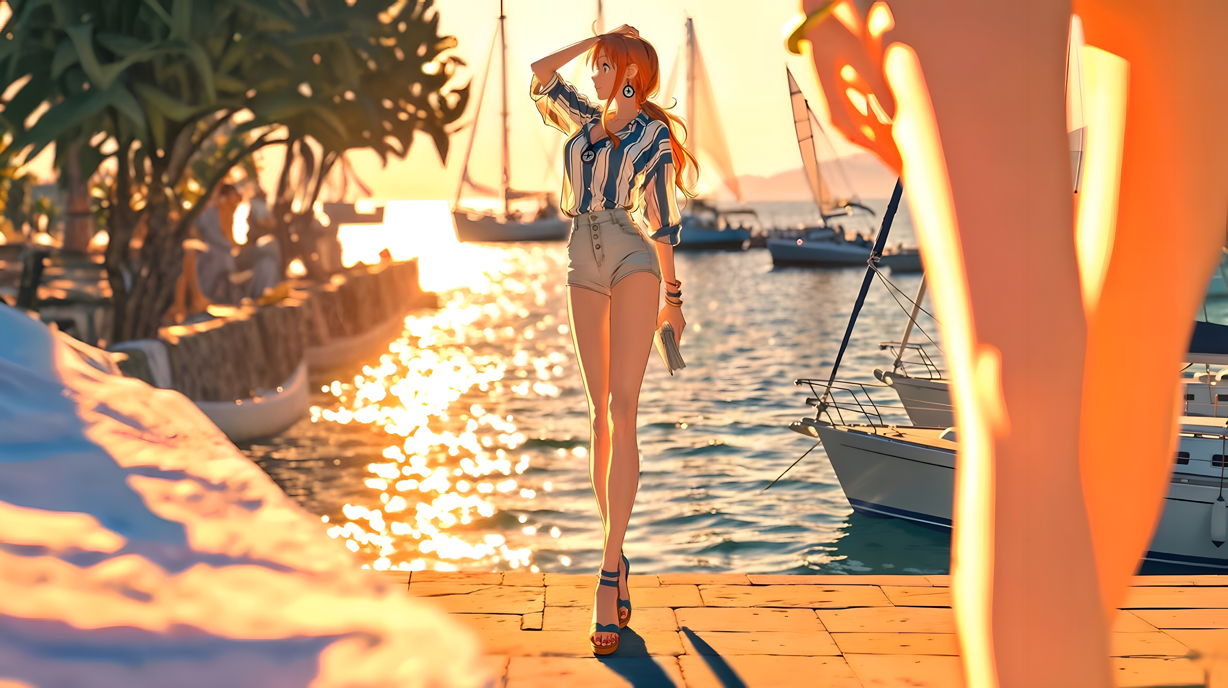 Golden Hour Elegance: The Navigator Strolls the Harbor!