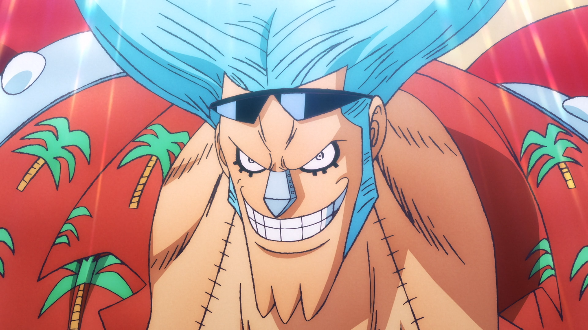 SUPER! Smiling Franky | Ultimate Cyborg Legend 4K One Piece Wallpaper