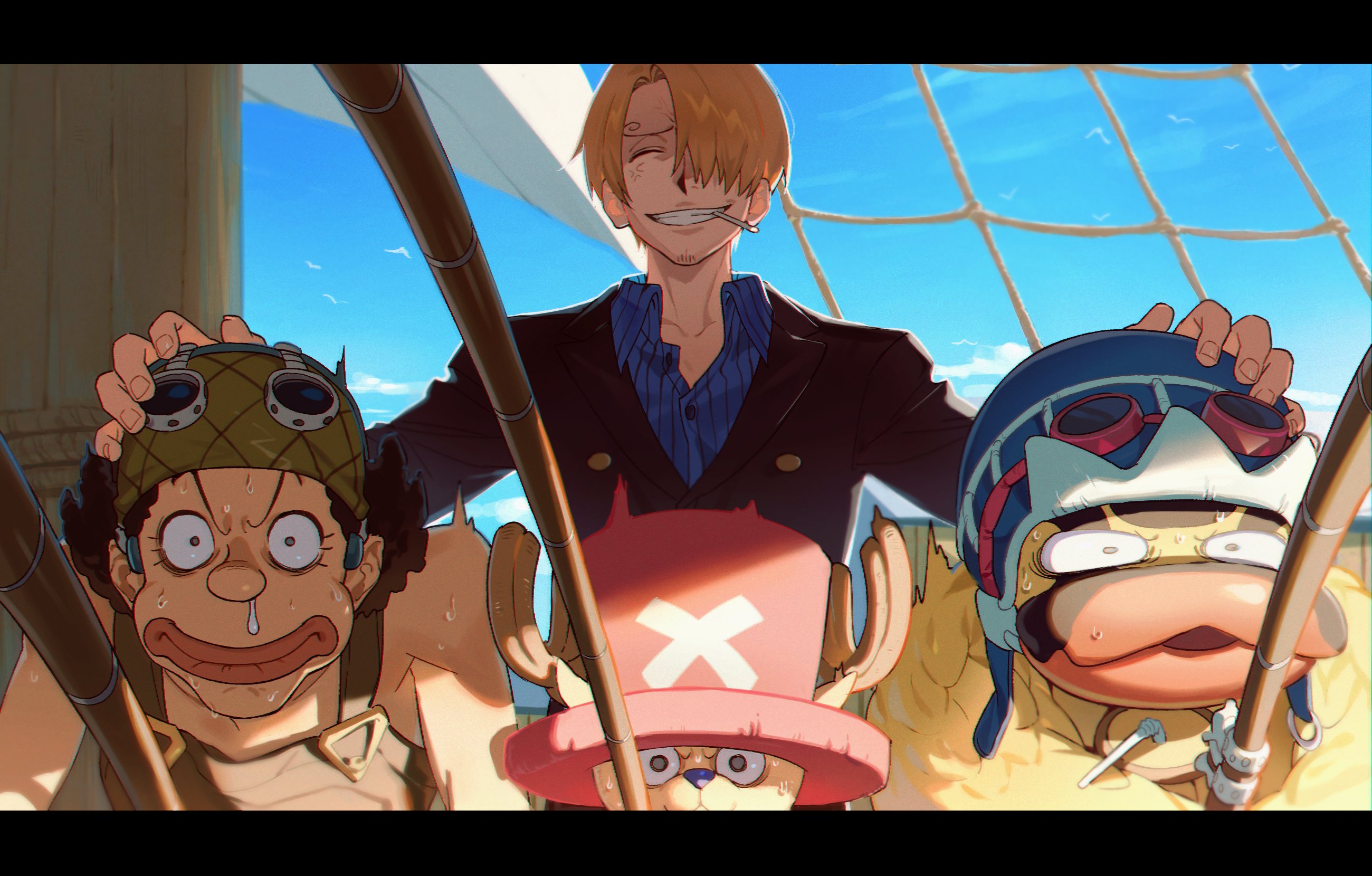 Sanji with Chopper, Usopp & Carrot
