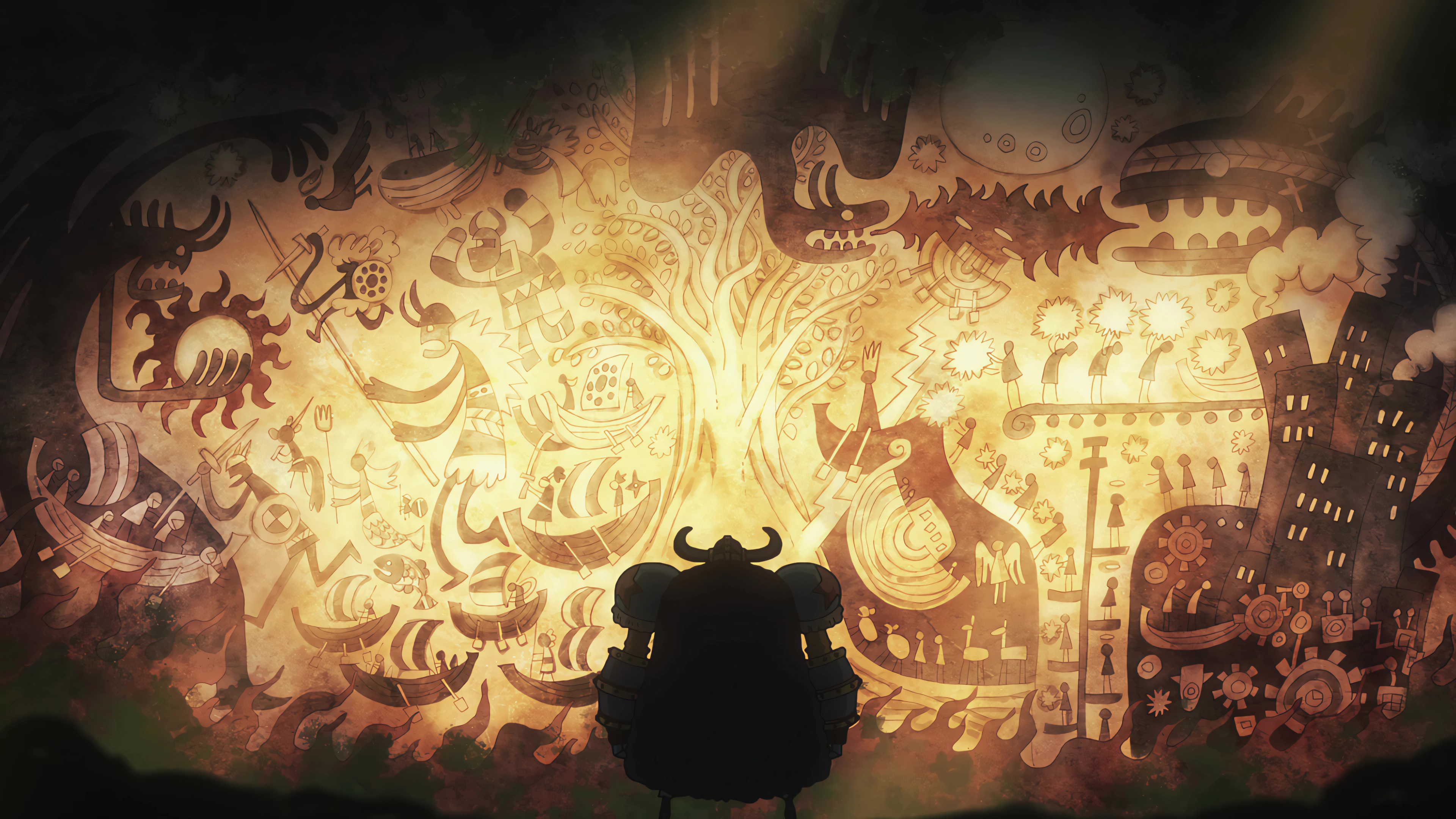 Yggdrasil Tree and Sun God Mural Painting