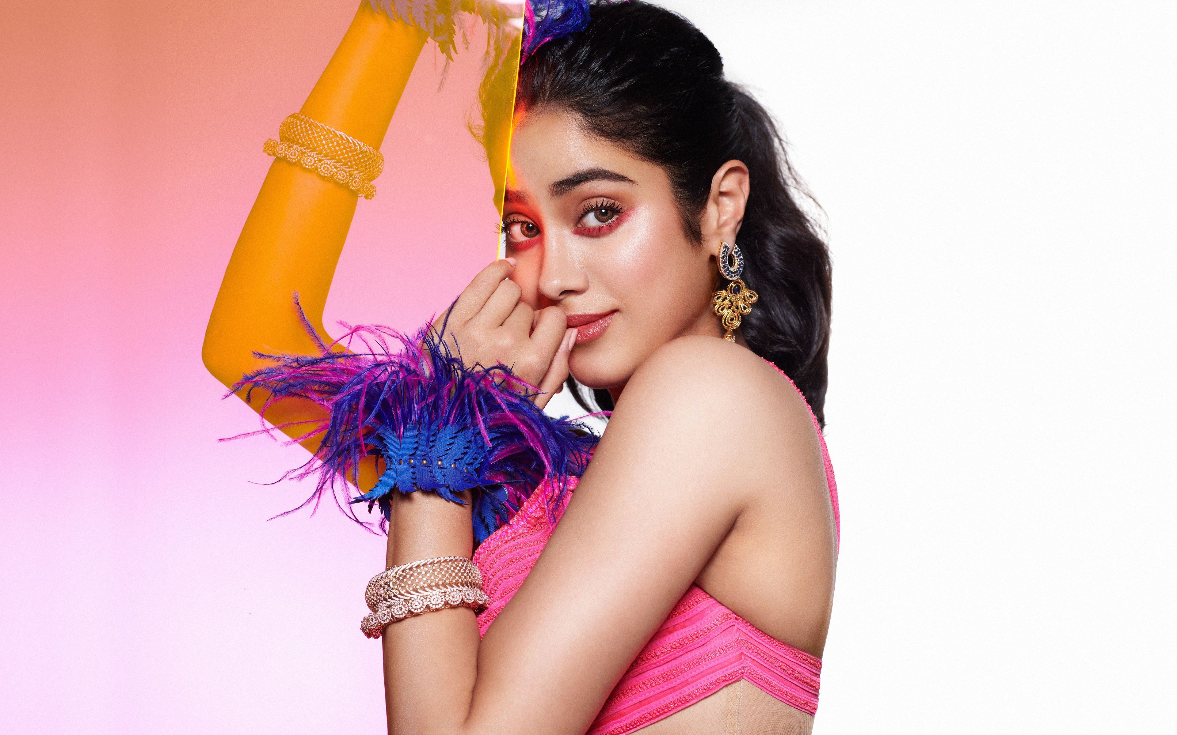 Janhvi Kapoor Pink Vibrant Glamour Portrait