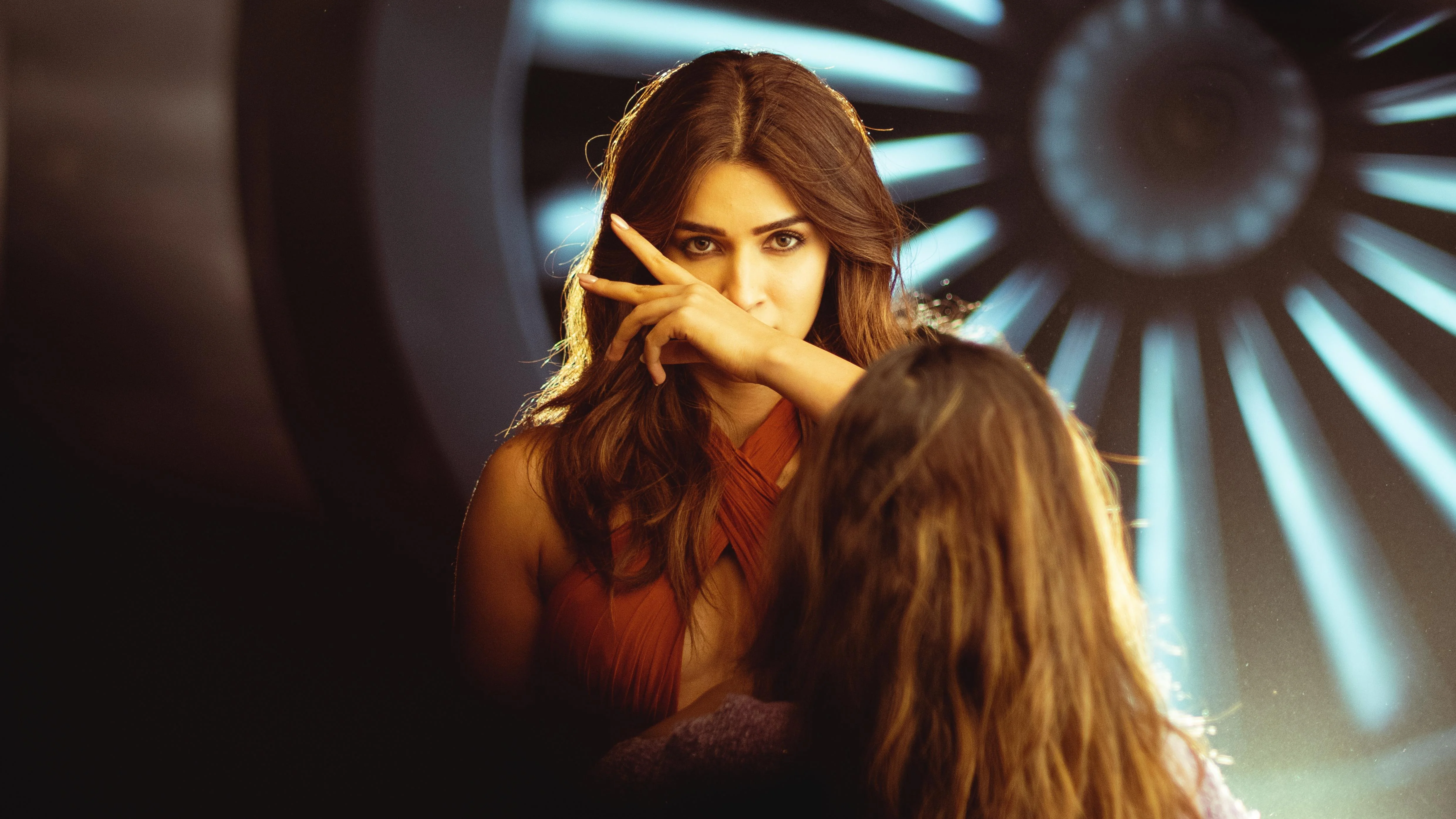 Kriti Sanon Intense Eye Victory Hand Sign