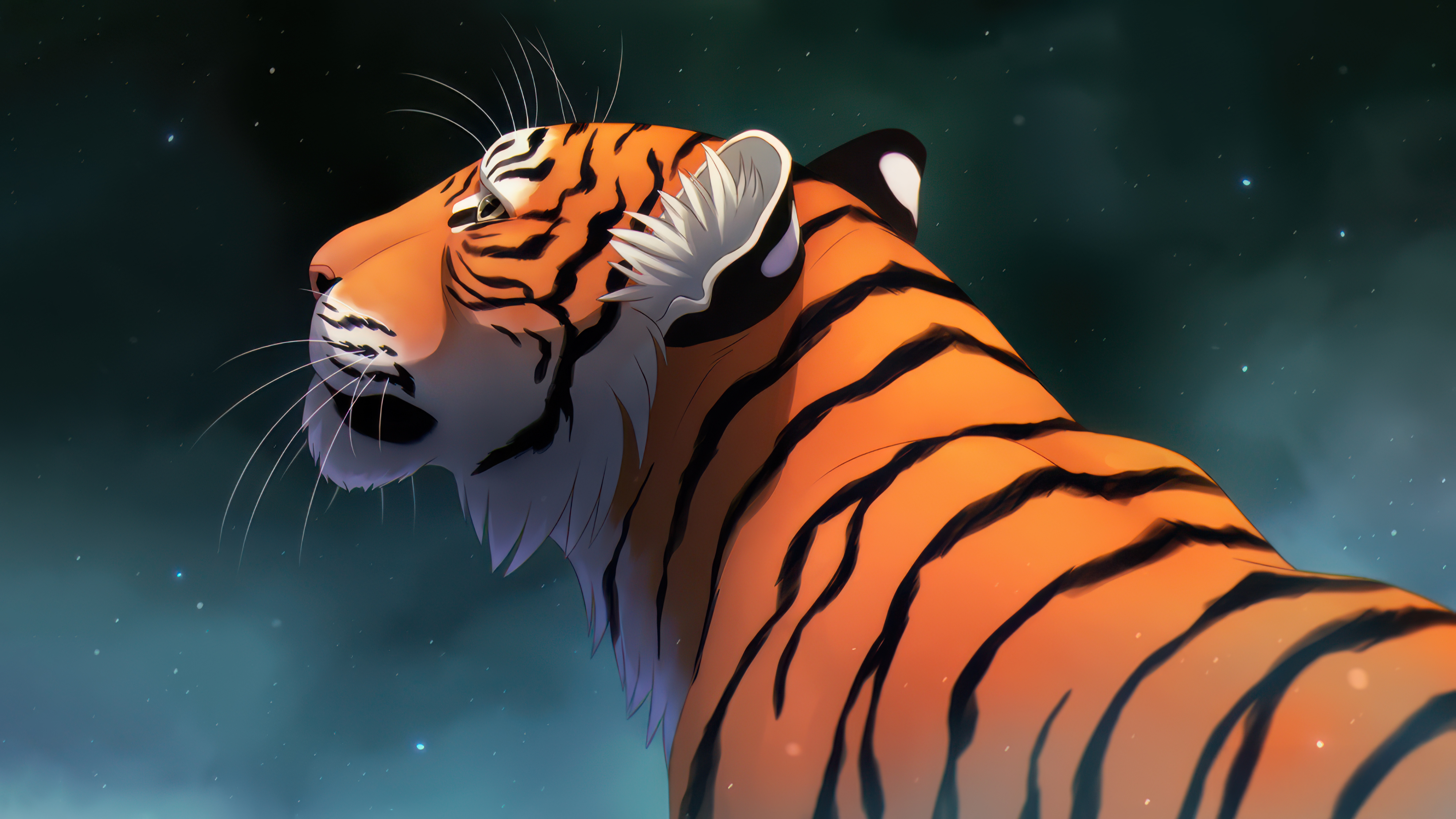 Majestic Bengal Tiger Resting Mossy Rock