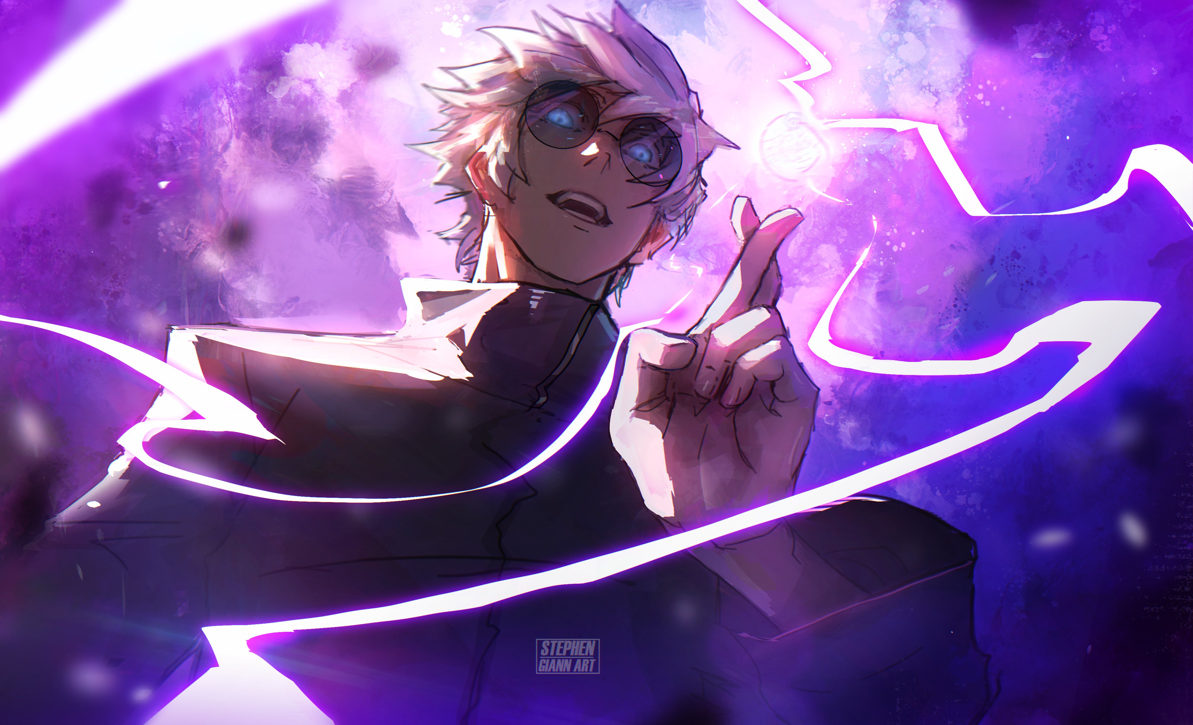 Young Satoru Gojo Purple Lightning Hand Sign