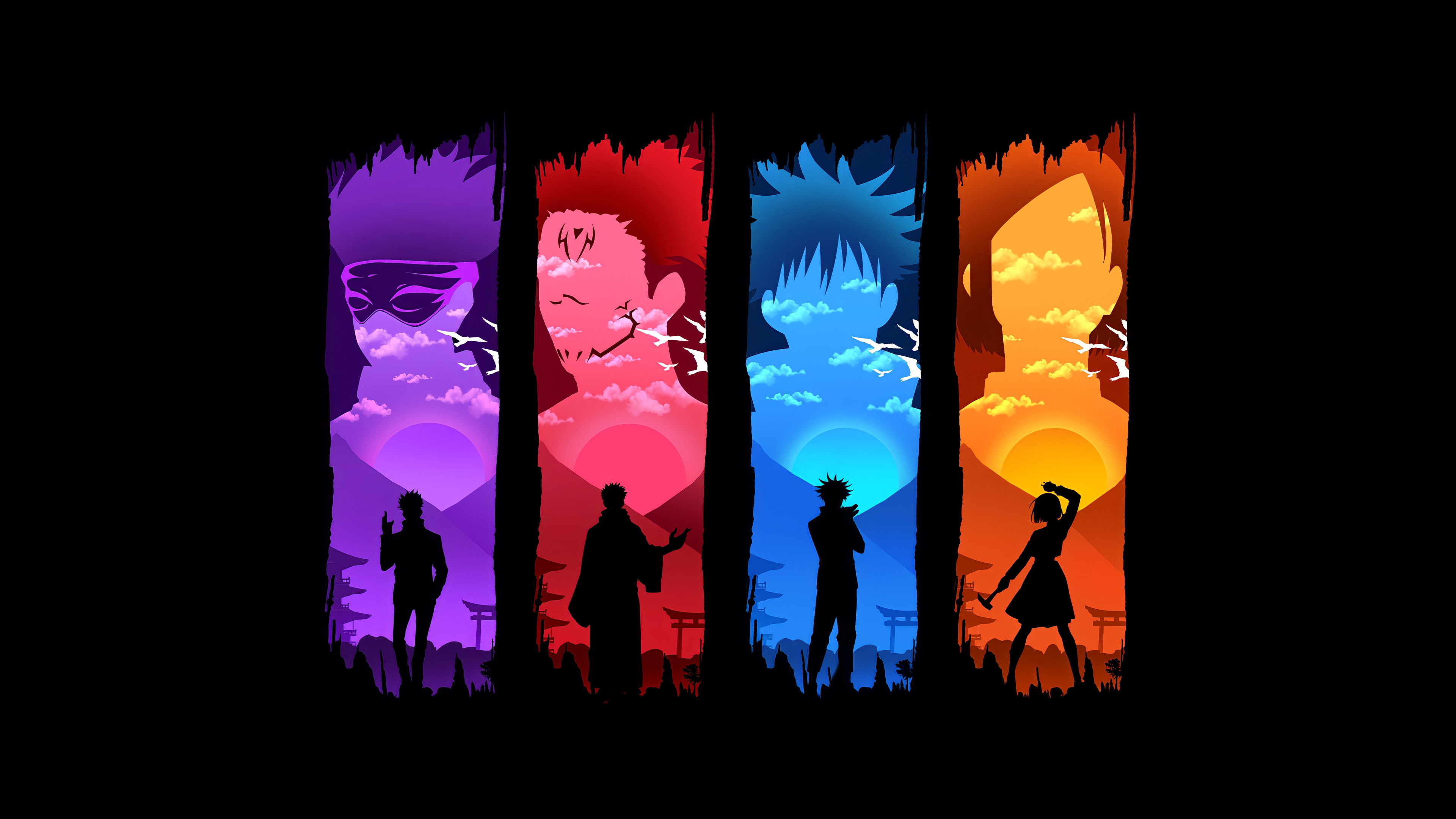 Minimalist Sunset Pillars Jujutsu Kaisen Squad