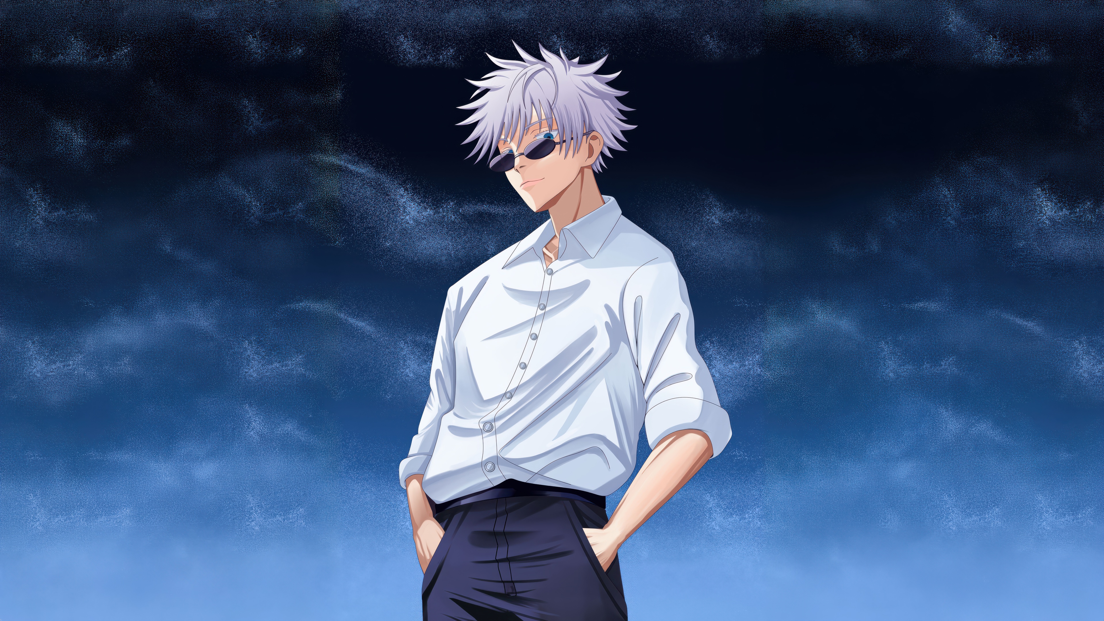 Casual Satoru Gojo White Shirt Starry Night Sky