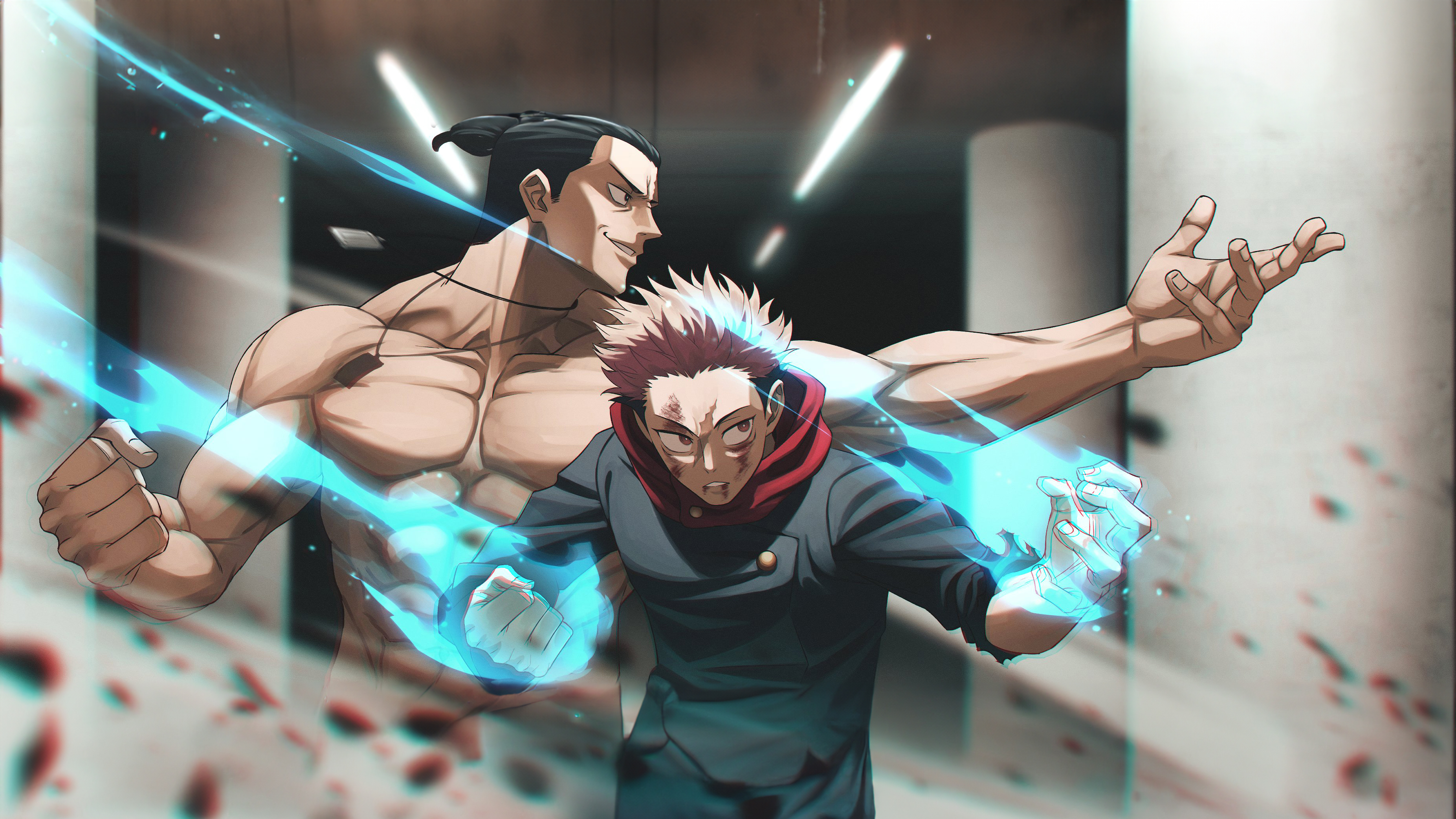 Yuji Itadori and Aoi Todo Cursed Energy Fighting Stance
