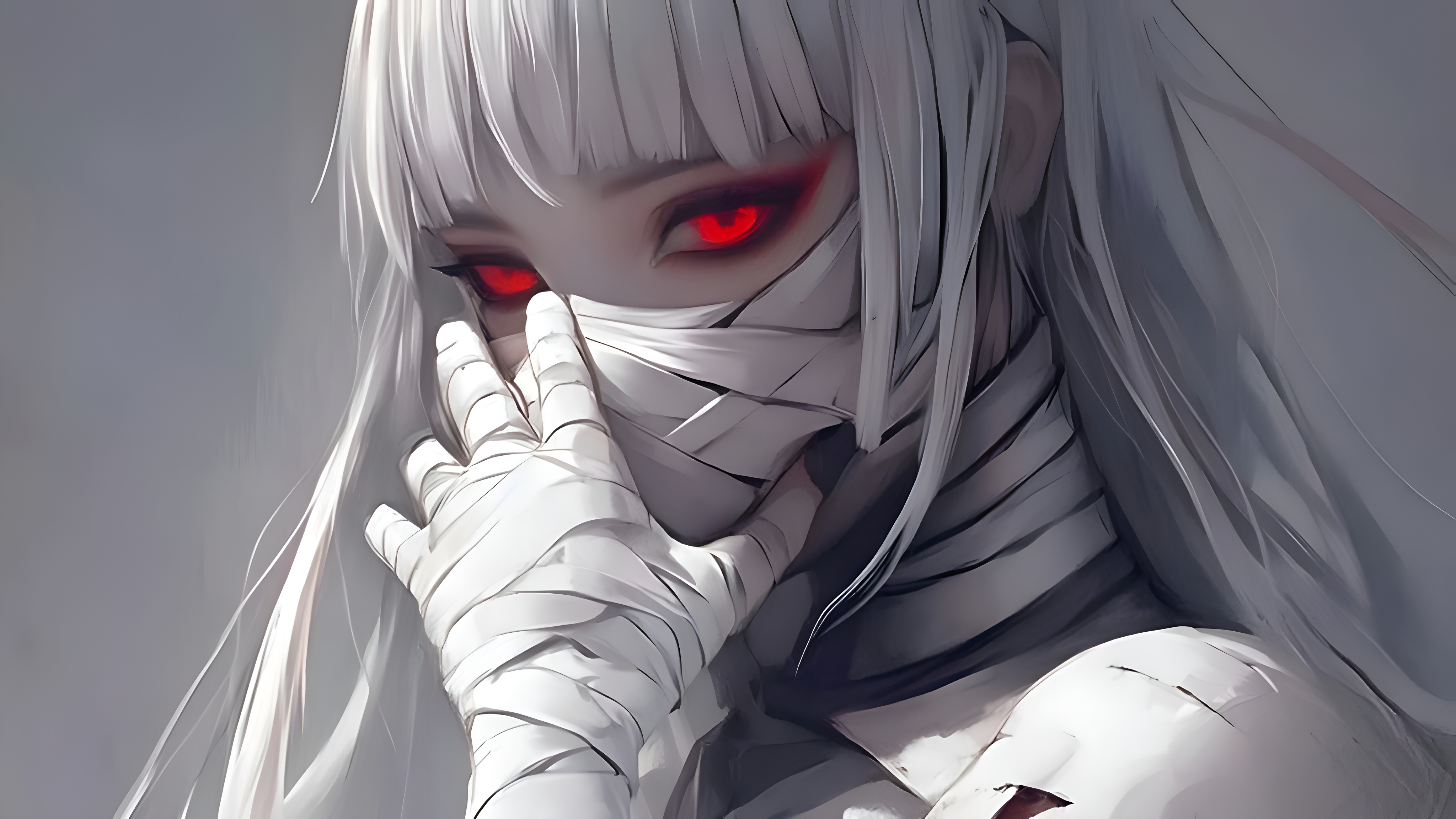 Piercing Crimson: The Unbroken Gaze Behind the Bandages!