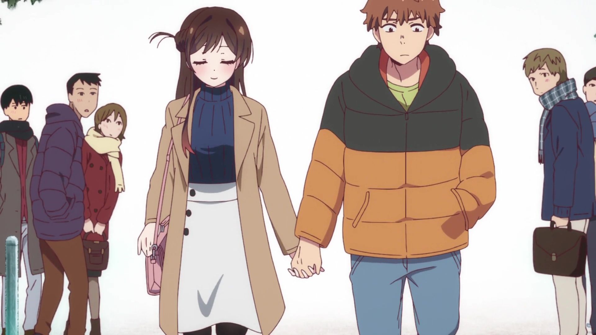 Hand in Hand. Strolling Through the Winter Crowd