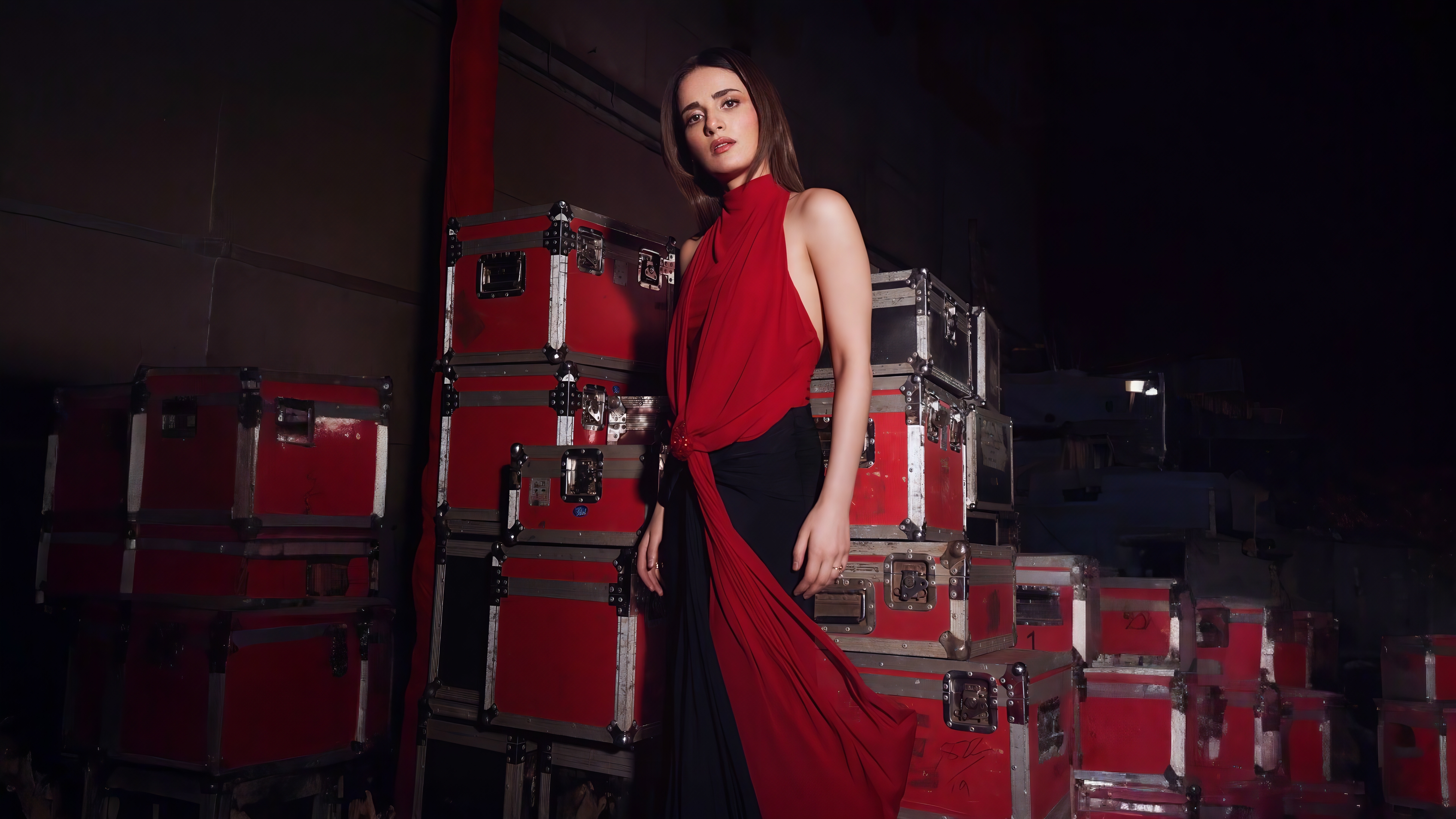 Backstage Crimson. High Contrast Edge amongst the Flight Cases 🧳🔴